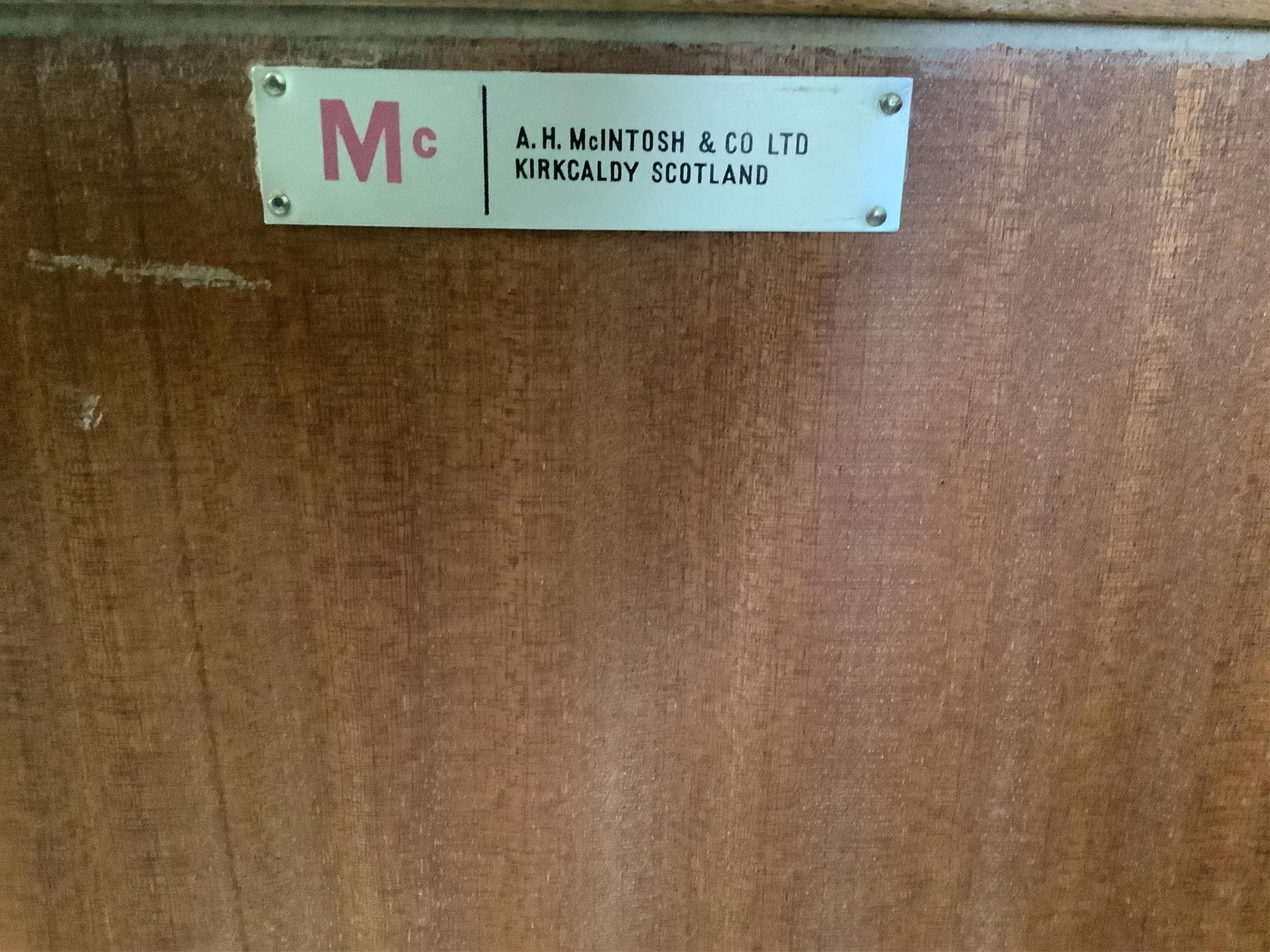 A mid century teak sideboard by A. Macintosh and Co., width 202cm, depth 47cm, height 74cm